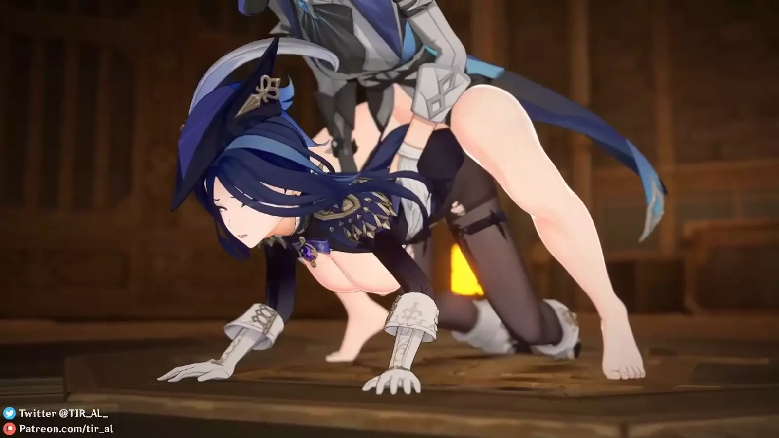 A clan br and half sister wielding swords in a pose suggestive